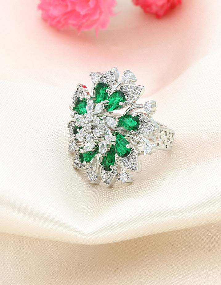 Zirconia Rhodhium Polish Finger Ring