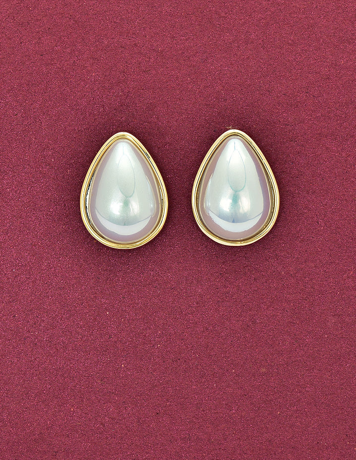 Zircon Mother Of Pearl Stud Earrings