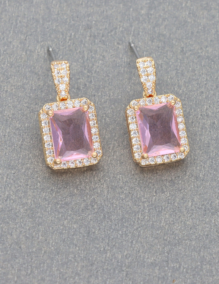 Zirconia Gold Polish Dangler Earrings