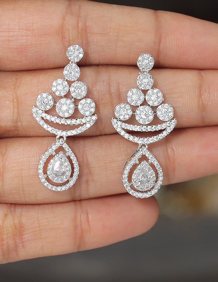 Designer Zirconia Celestial Spark Drop Earrings