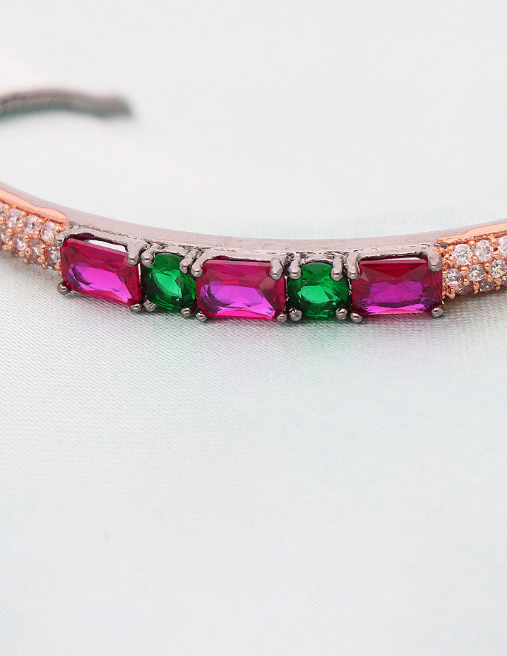 Designer BlackRose Polish Zirconia Chain Bracelet