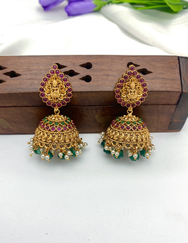 Antique Kempu Lakshmi Devi Pattern Mango Kasu Mala