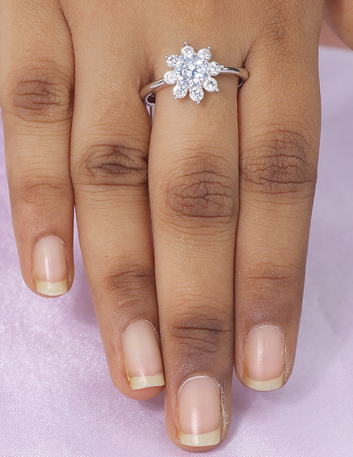 Designer Zirconia Floral Finger Ring
