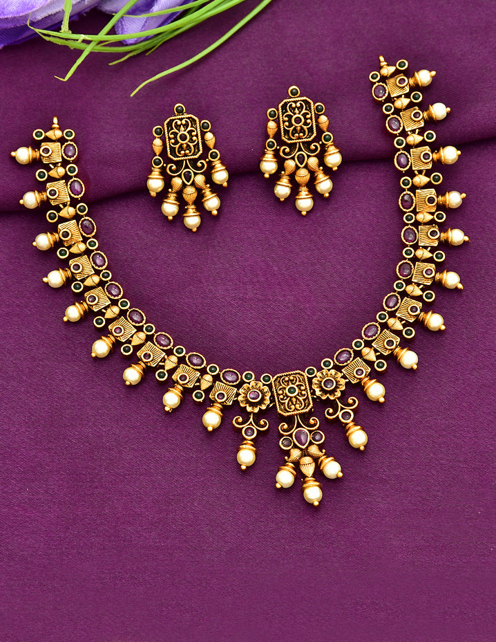 Antique Kempu Necklace Set 127937