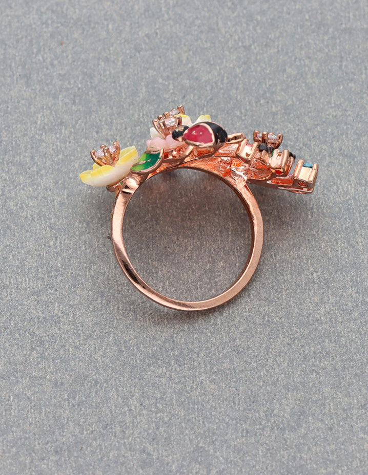 Designer Zircon Floral Finger ring