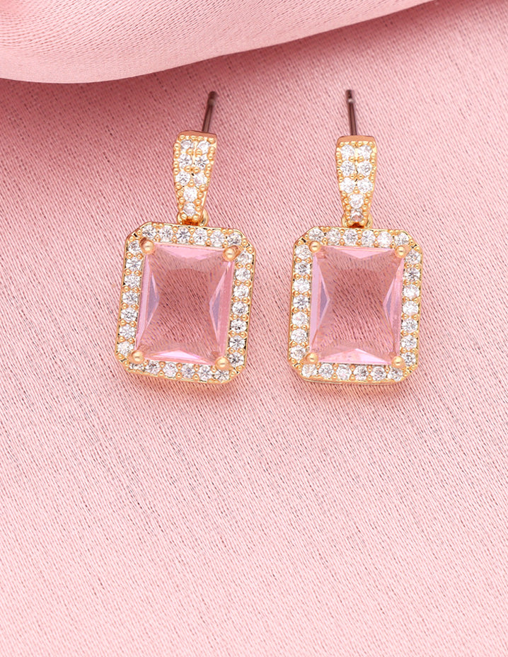 Zirconia Gold Polish Dangler Earrings