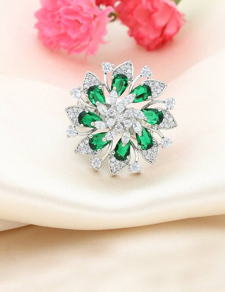Zirconia Rhodhium Polish Finger Ring