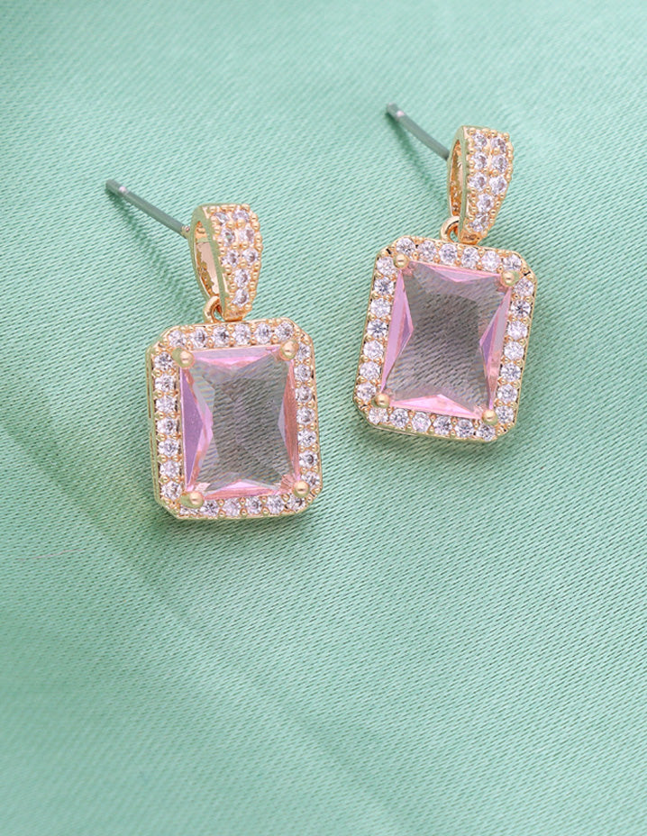 Zirconia Gold Polish Dangler Earrings