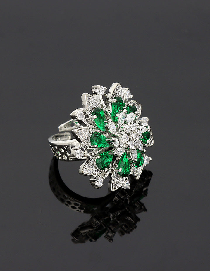 Zirconia Rhodhium Polish Finger Ring