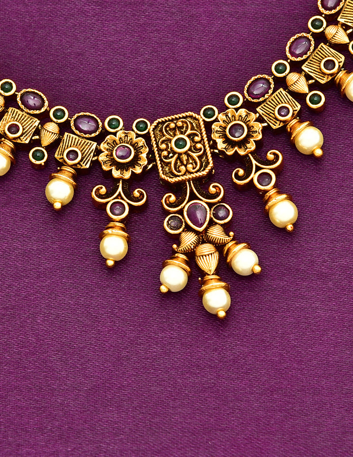 Antique Kempu Necklace Set 127937