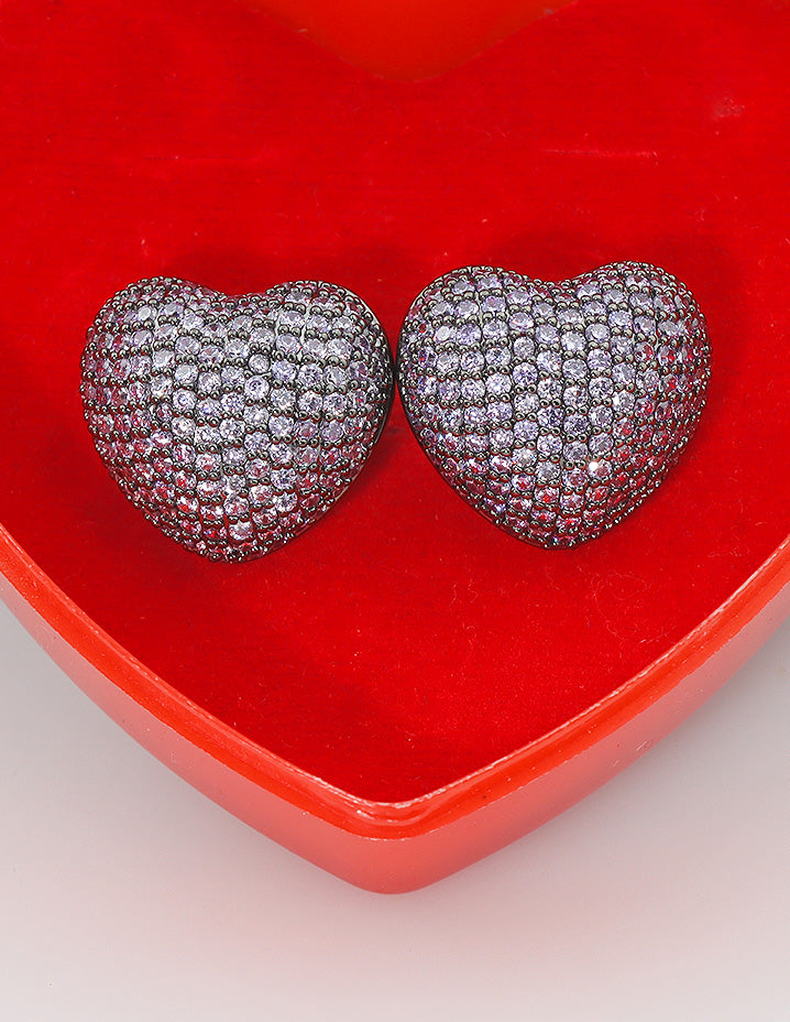 Designer Zirconia Black Polish Stud Earrings