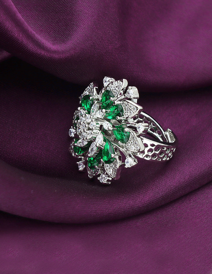 Zirconia Rhodhium Polish Finger Ring