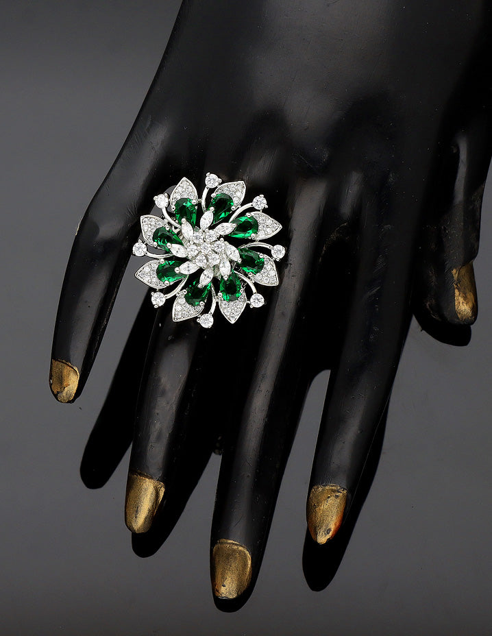 Zirconia Rhodhium Polish Finger Ring