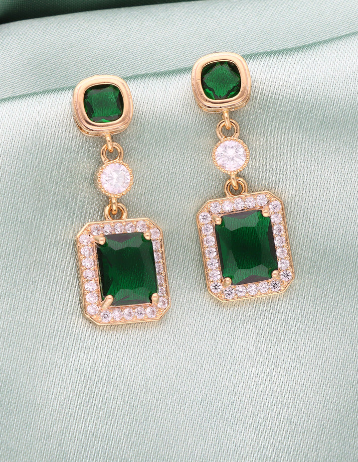 Zirconia Gold Polish Dangler Earrings