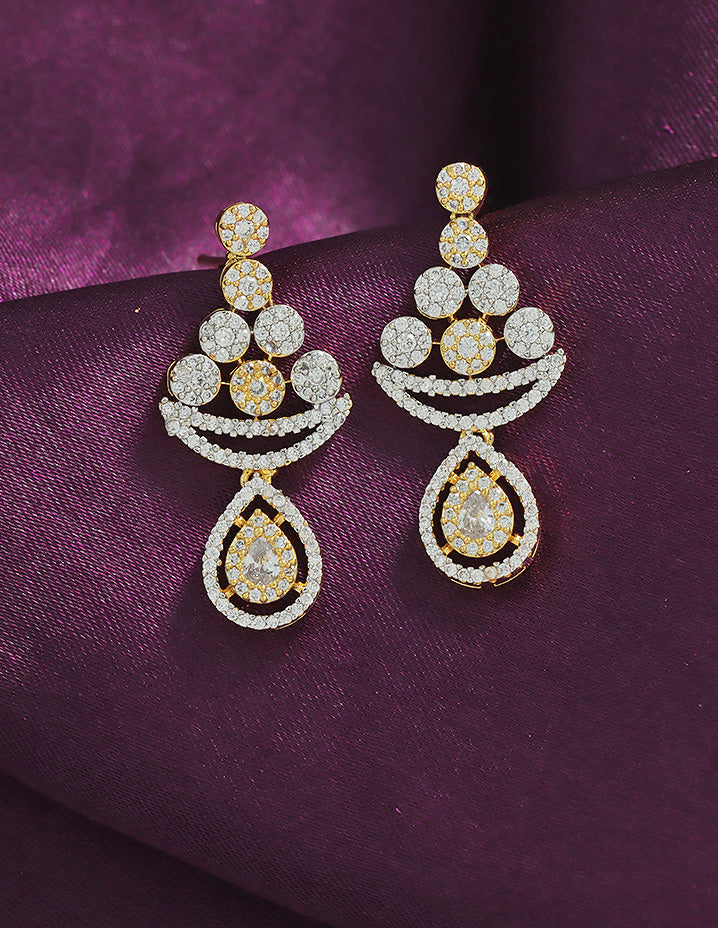 Designer Zirconia Celestial Spark Drop Earrings