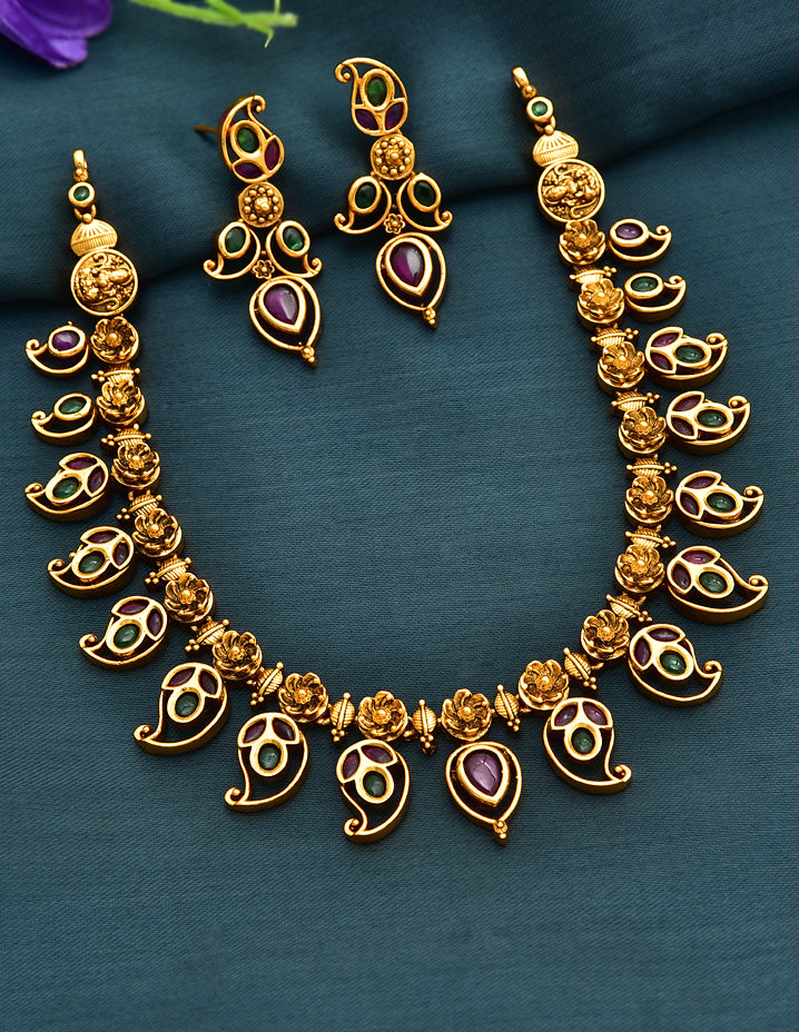 Antique Kempu Necklace Set 127977