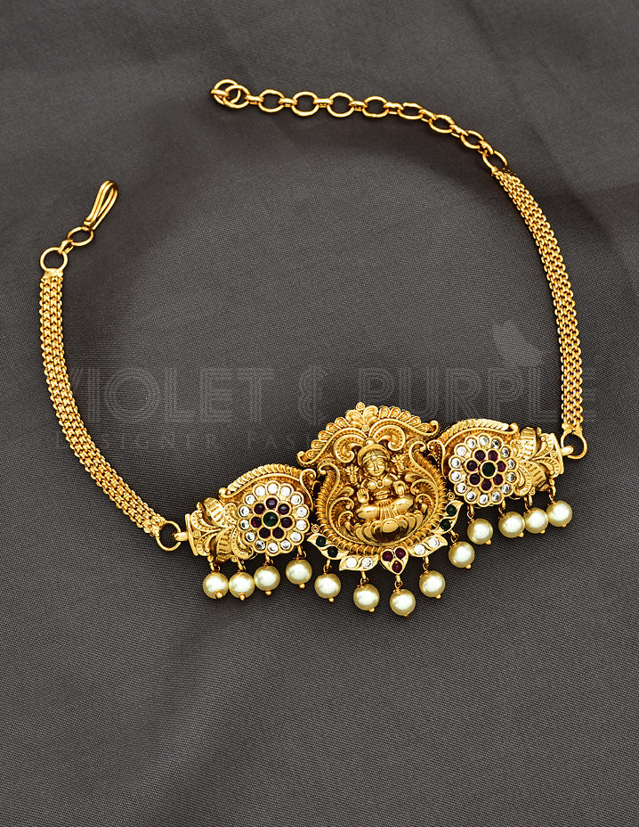 Gold Polish Lakshmi Devi Design Chain Baju Band