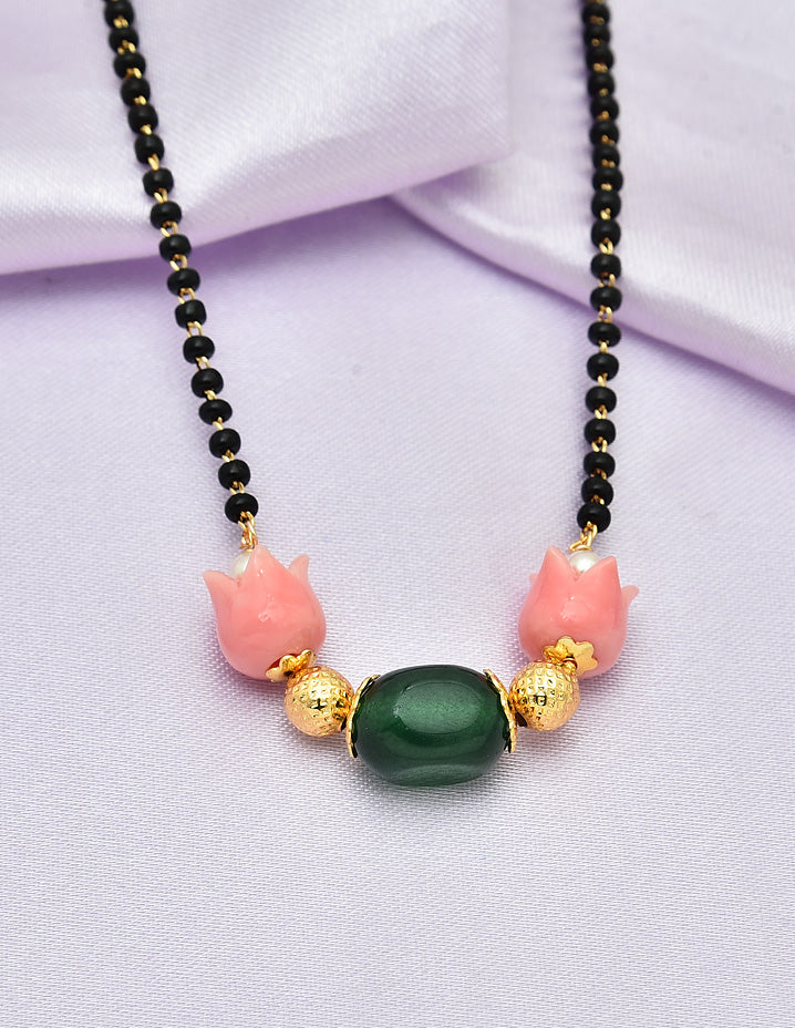 Designer Peach Black Beads