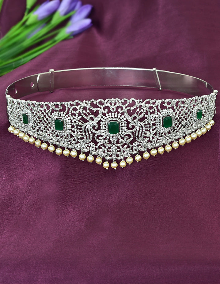 Designer Rhodhium Polish Zirconia Baby Belt Vaddanam