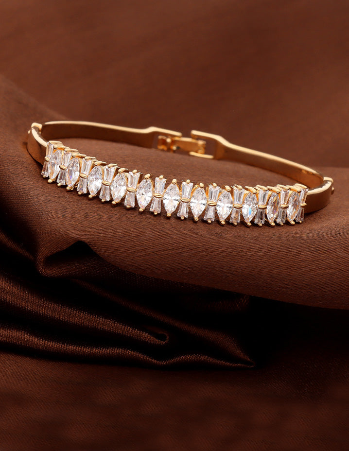 Zirconia Gold Polish Kada Bracelet