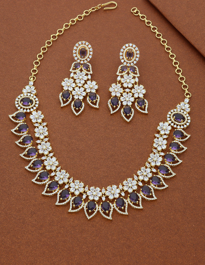 Zirconia Two Layered Designer Necklace Set