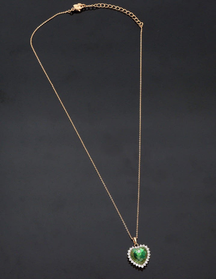 Swarovski Crystal Green Heart Chain Pendant