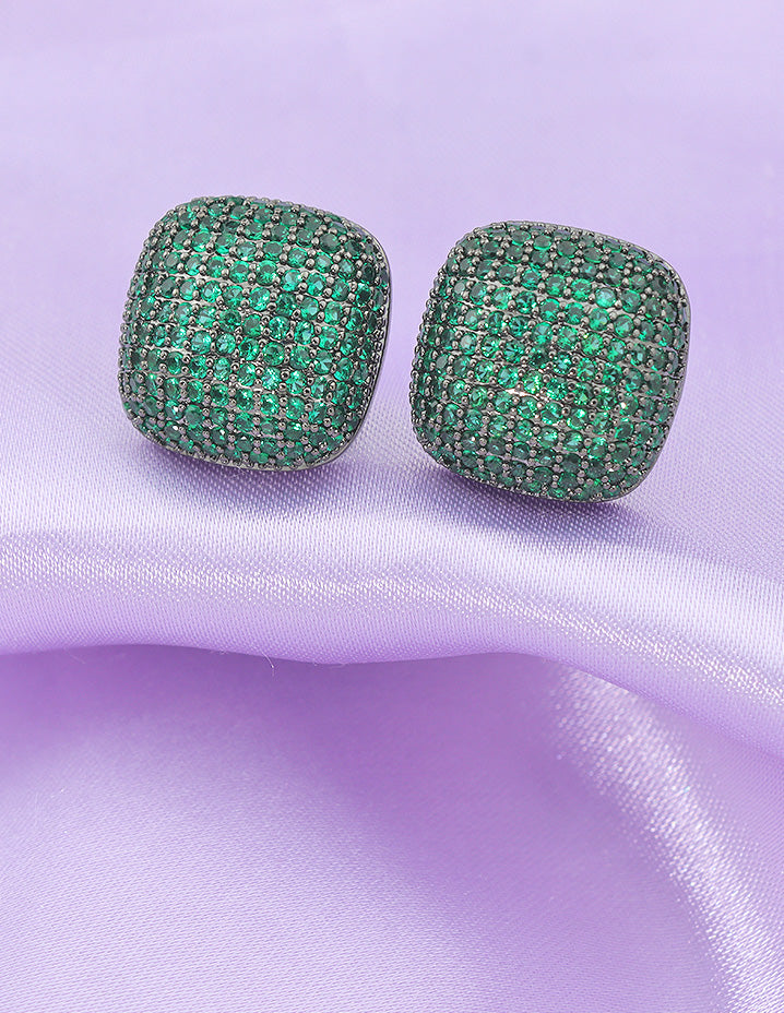 Designer Zirconia Black Polish Stud Earrings