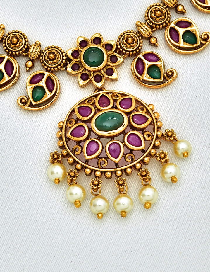 Antique Kempu Necklace Set 122552