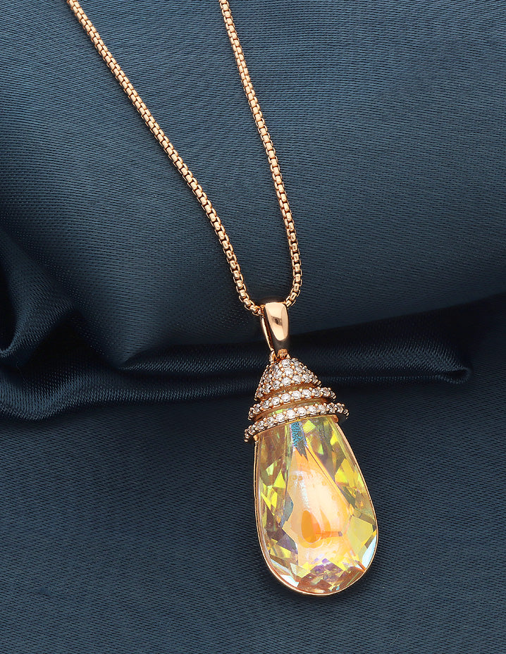 Swarovski Yellow and White Crystal Chain Pendant