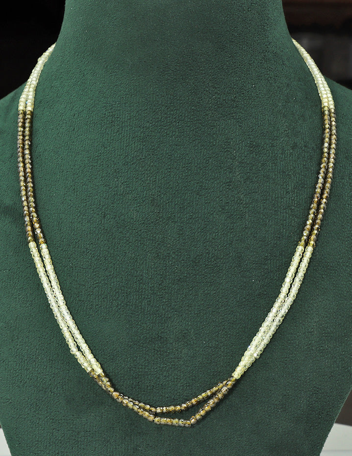 Designer 2-Lines Mehandi Green Cz Beads Mala