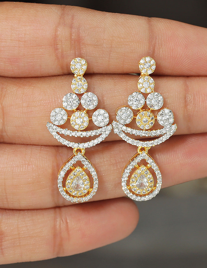 Designer Zirconia Celestial Spark Drop Earrings