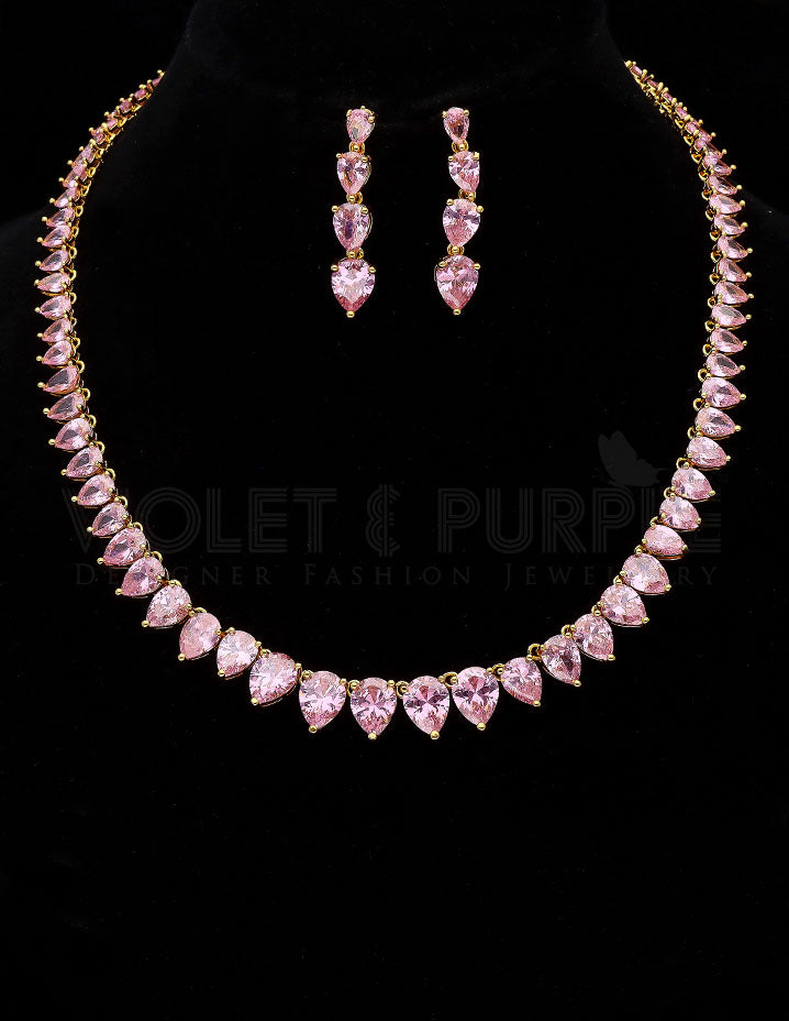 Gold Polish Zirconia Necklace Set