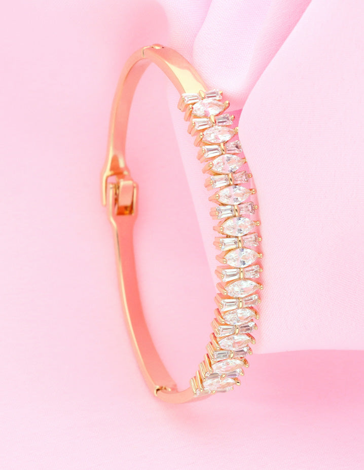 Zirconia Gold Polish Kada Bracelet