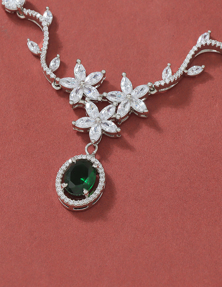 Designer Rhodium Polish Zirconia Necklace Set