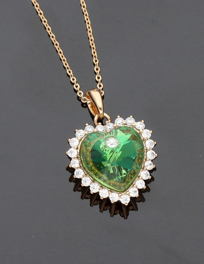 Swarovski Crystal Green Heart Chain Pendant