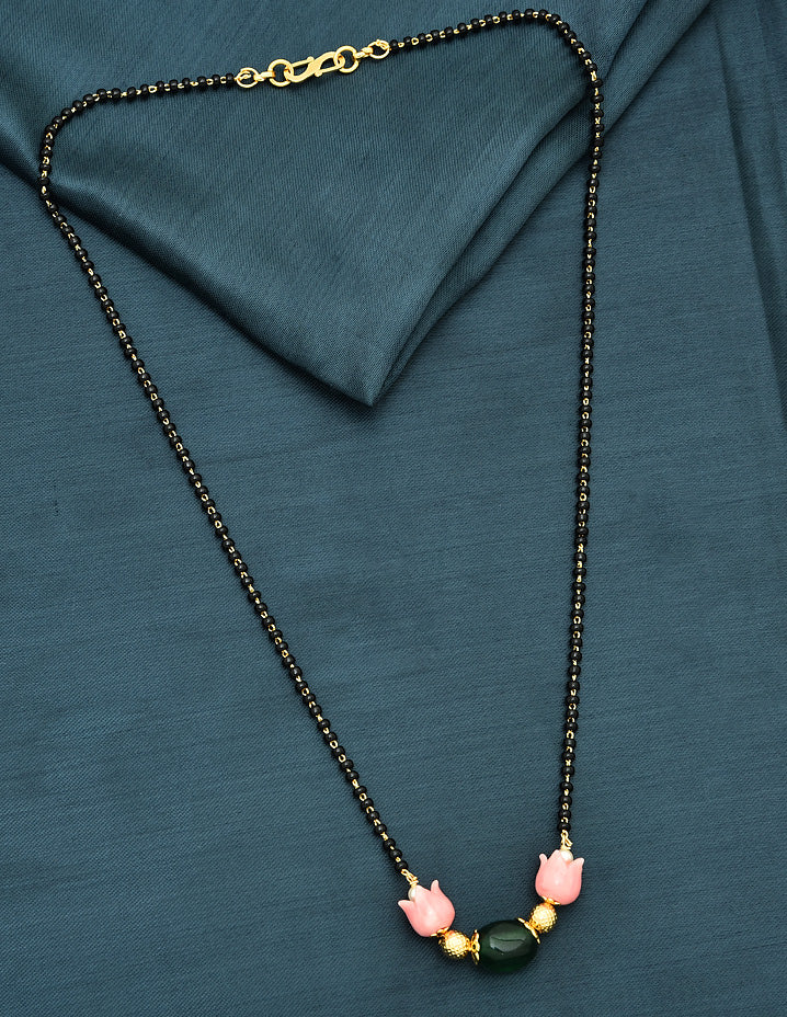 Designer Peach Black Beads