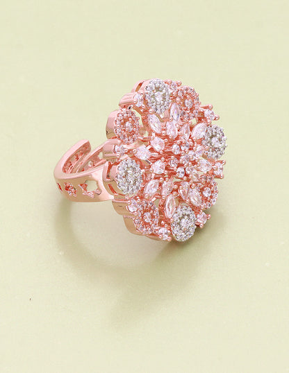 Zirconia Rose White Polish Finger Ring