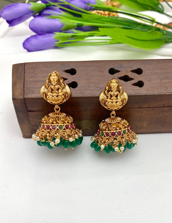 Antique Kempu Lakshmi Devi Pattern Long Haram