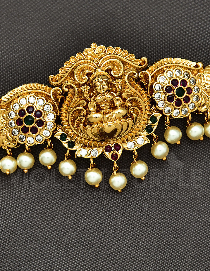Gold Polish Lakshmi Devi Design Chain Baju Band