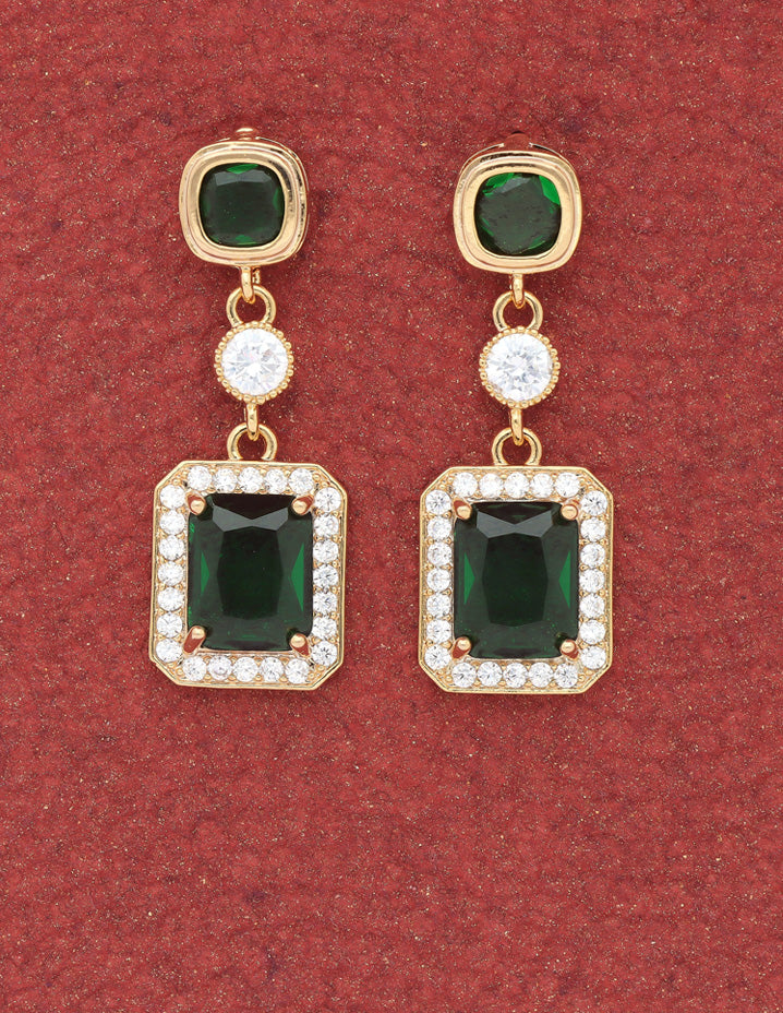 Zirconia Gold Polish Dangler Earrings