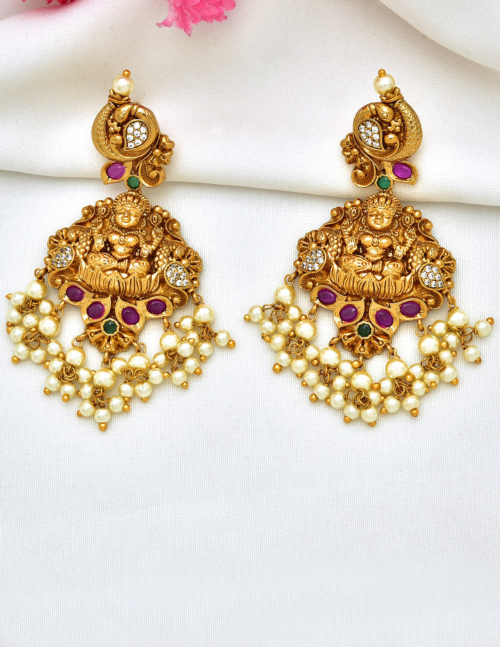 Designer Antique Kempu Earrings