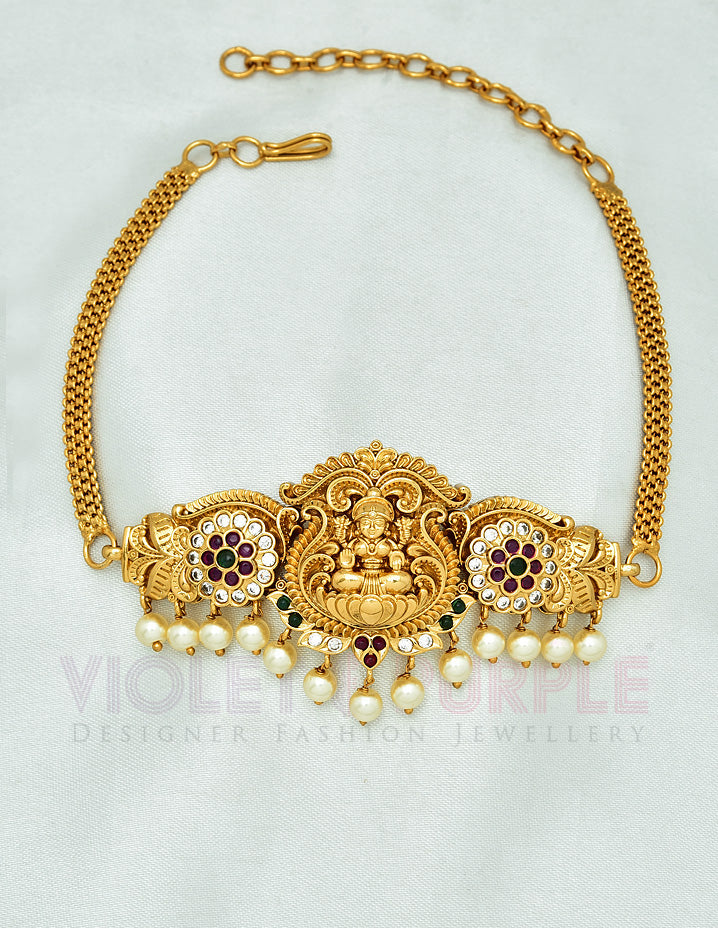 Gold Polish Lakshmi Devi Design Chain Baju Band