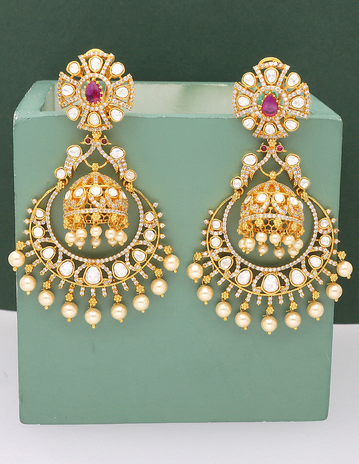 Stunning Designer Zirconia Chandbutta Earrings