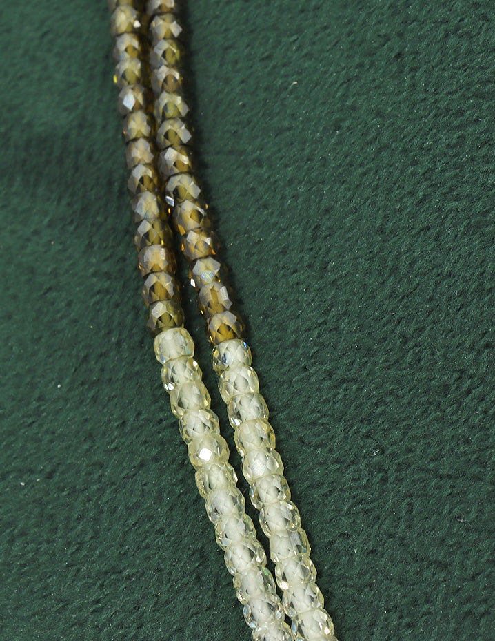 Designer 2-Lines Mehandi Green Cz Beads Mala