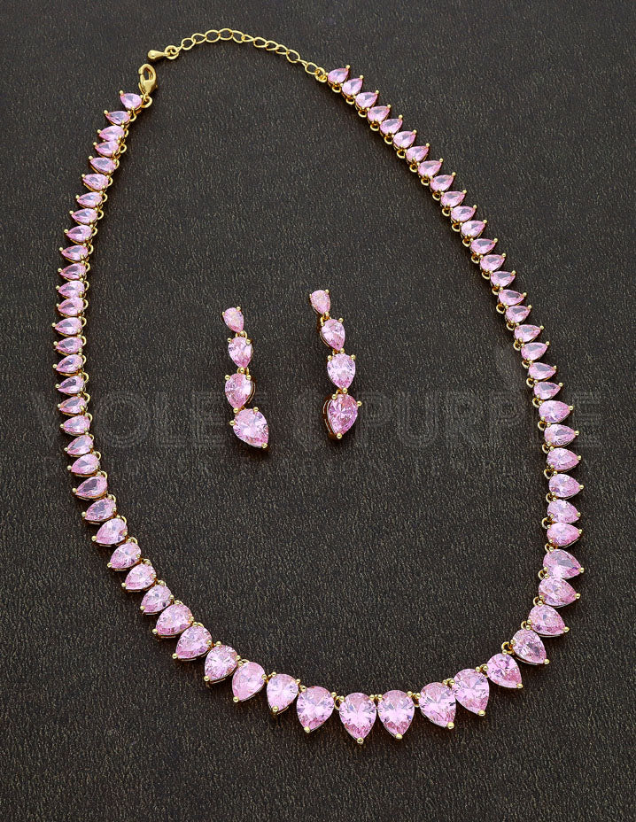 Gold Polish Zirconia Necklace Set