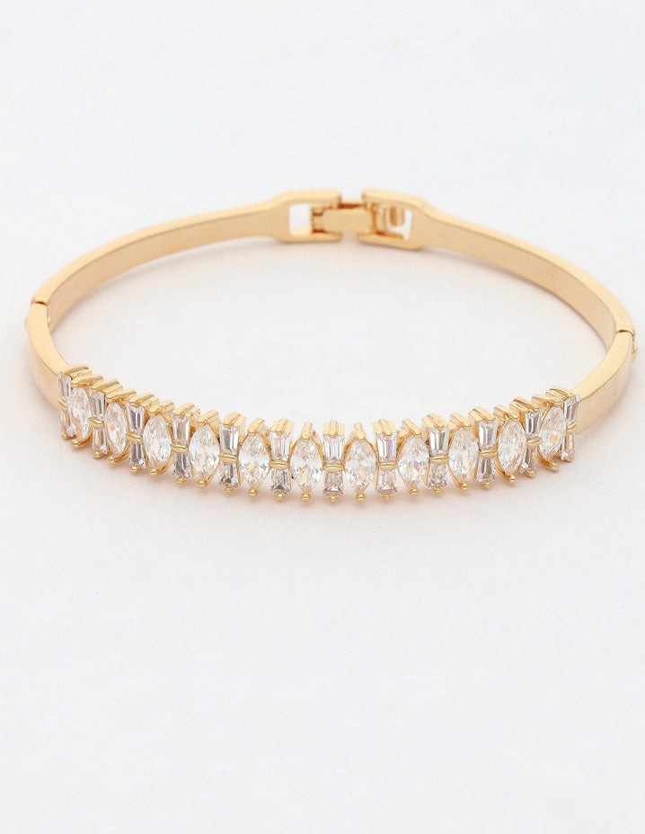 Zirconia Gold Polish Kada Bracelet