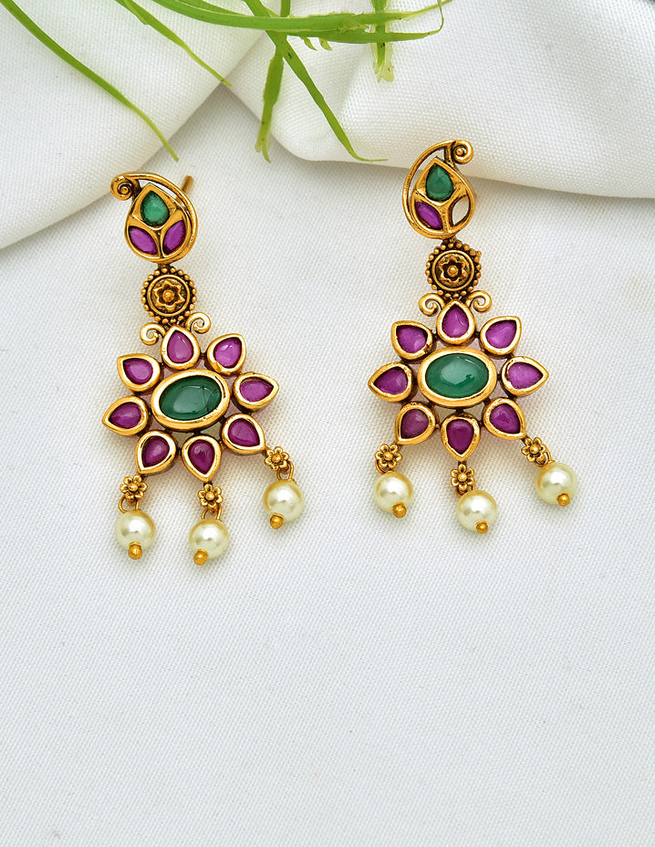 Antique Kempu Necklace Set 122552