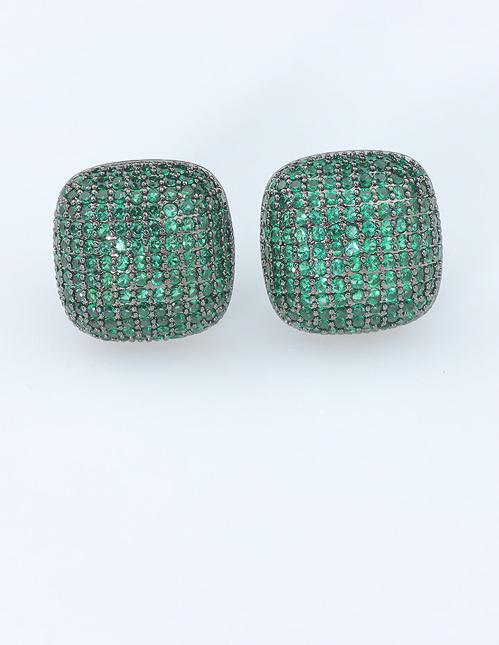 Designer Zirconia Black Polish Stud Earrings