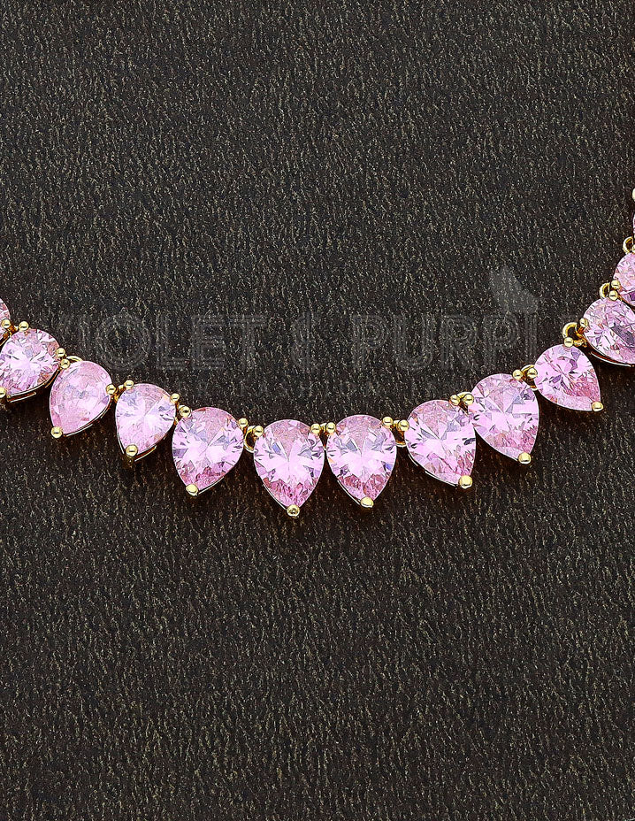 Gold Polish Zirconia Necklace Set