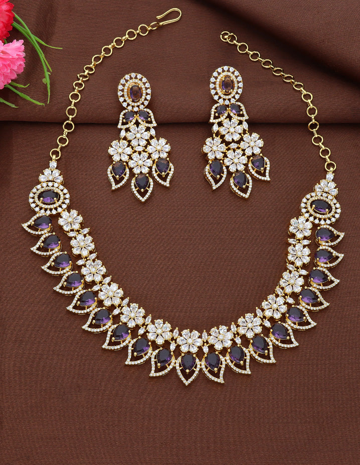 Zirconia Two Layered Designer Necklace Set